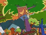 Outside the banana stand.