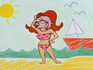 Eddy pretending to be a hot woman in a bikini.