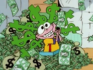 Eddy finds a pile of Ed Bucks.