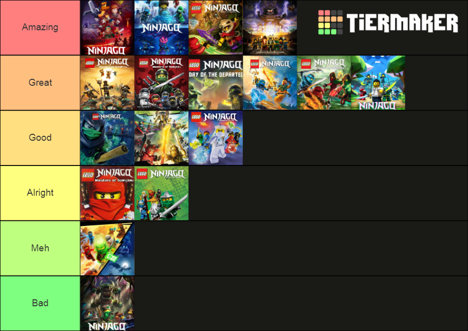 Ninjago Seasons (w/ Dragons Rising) Tier List (Community Rankings