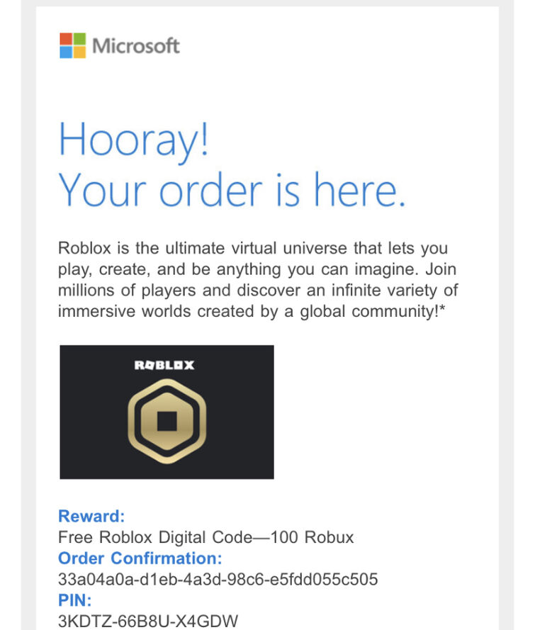Não tem como resgatar 100 robux - Microsoft Community