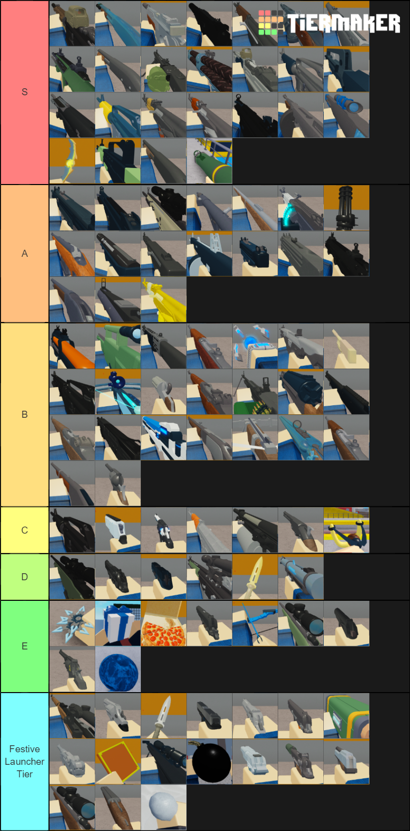 Weapon Tiermaker List Fandom - roblox arsenal guns list