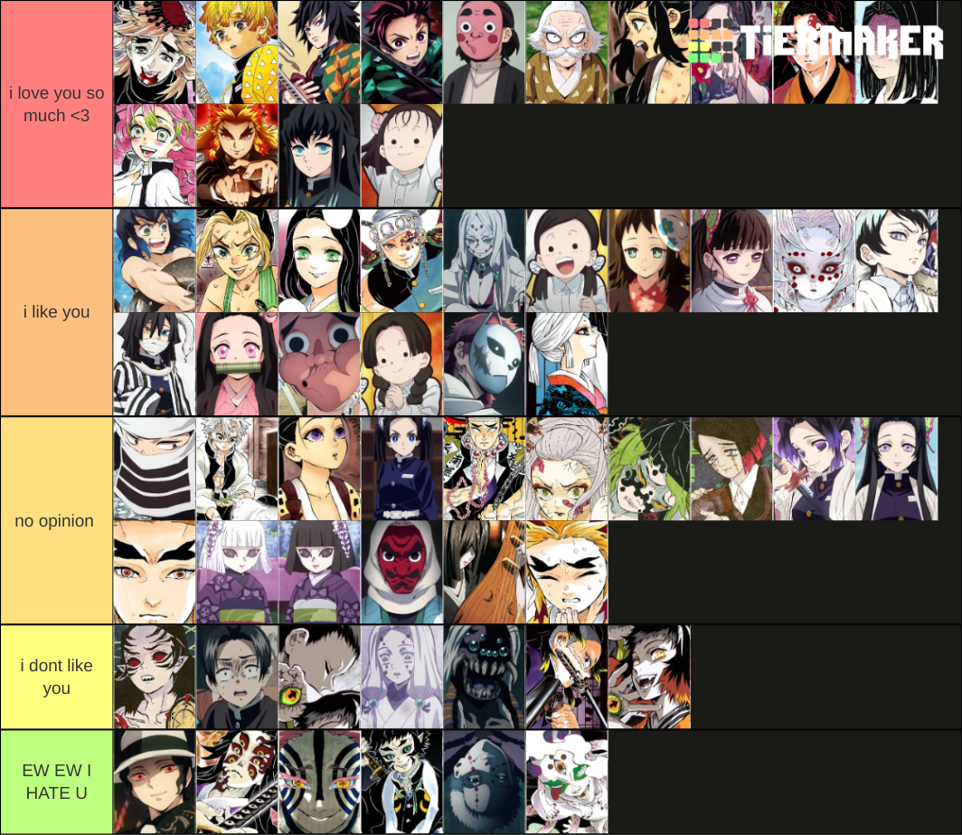 Create a Demon Slayer Season 1 Characters Tier List - TierMaker