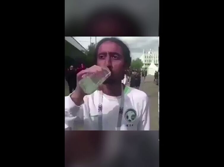 Man shaking while drinking water meme