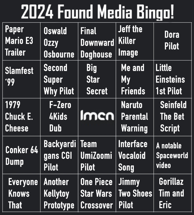 Here’s an example of a 2024 lost media bingo card if anyone is