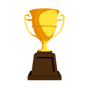 A fancy gold cup with an engraved base.