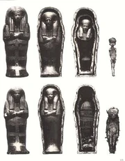 Inner and outer sarcophagi from  with mummies of 's children (317a above and 317b below).
