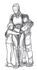 Feyri hugging Grate and Lyra