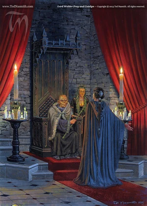 Lady Catelyn vor Lord Walder und seiner Gemahlin Sonnenschein ©Ted Nasmith