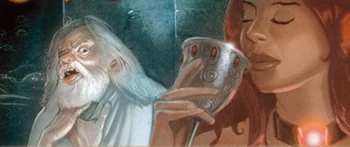 Cressen stirbt an seinem Gifttrank, Melisandre überlebt  (von Gino Whitehall ©FFG)