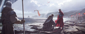Torrhen kniet vor Aegon (von Chase Stone ©Random House)