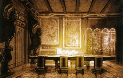 Die Ratskammer während der Targaryen-Ära, flankiert von zwei Statuen der Valyrien-Sphinx (von Jonny Klein ©FFG)