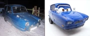 Reliant Regal alongside Mattel's Tomber die-cast.