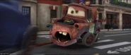 Ivan gets attacked and kicked by Mater.