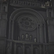 The lower level is black with soot; 8-pointed design