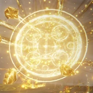 Libra's magic fires golden projectiles