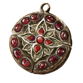 Медальон с багровым янтарём +3