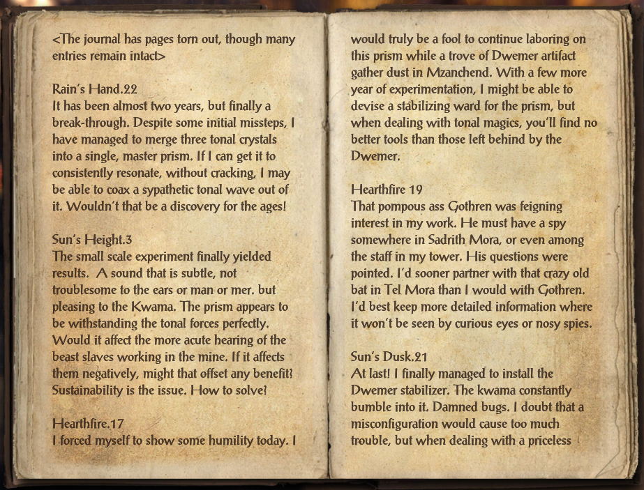Magister Otheri's Research Journal Elder Scrolls Fandom