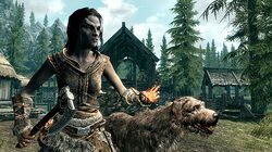 Skyrim-girl-with-dog