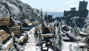 Veduta della città di Winterhold.