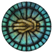 Mara's symbol wrought in stained glass.