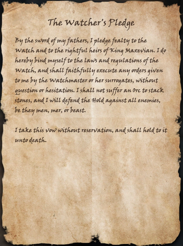 The Watcher's Pledge Elder Scrolls Fandom