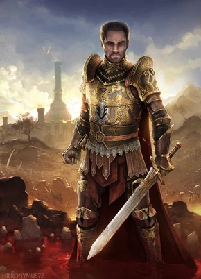 L'Imperatore Tiber Septim in Armatura Imperiale Draconica
