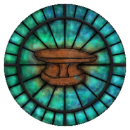 Zenithar's symbol on stained glass.