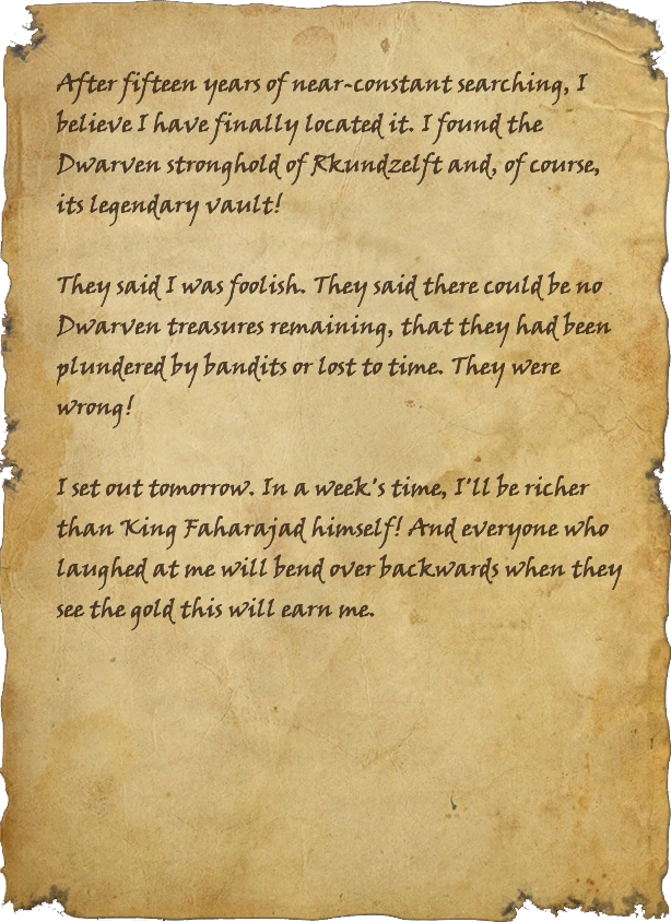 Treasure Hunter's Note Elder Scrolls Fandom