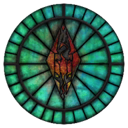 Talos' symbol wrought in stained glass.