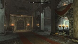 Inside Whiterun's Hall of the Dead.