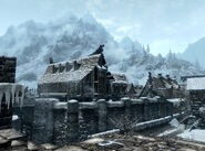 In-game screenshot of Windhelm as seen in Skyrim.