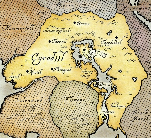 elder scroll map of tamriel