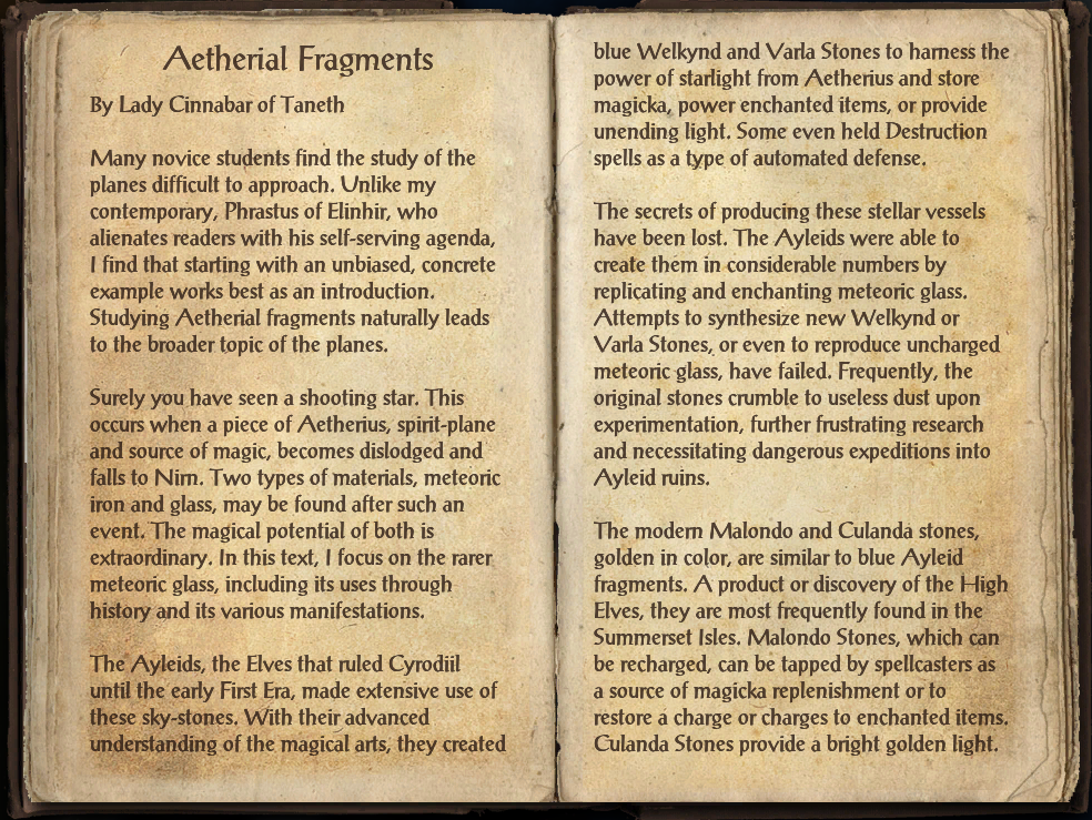 Aetherial Fragments | Elder Scrolls | Fandom