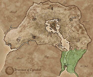 Approssimative dimensioni di Blacwood sulla mappa di Cyrodiil (Oblivion).