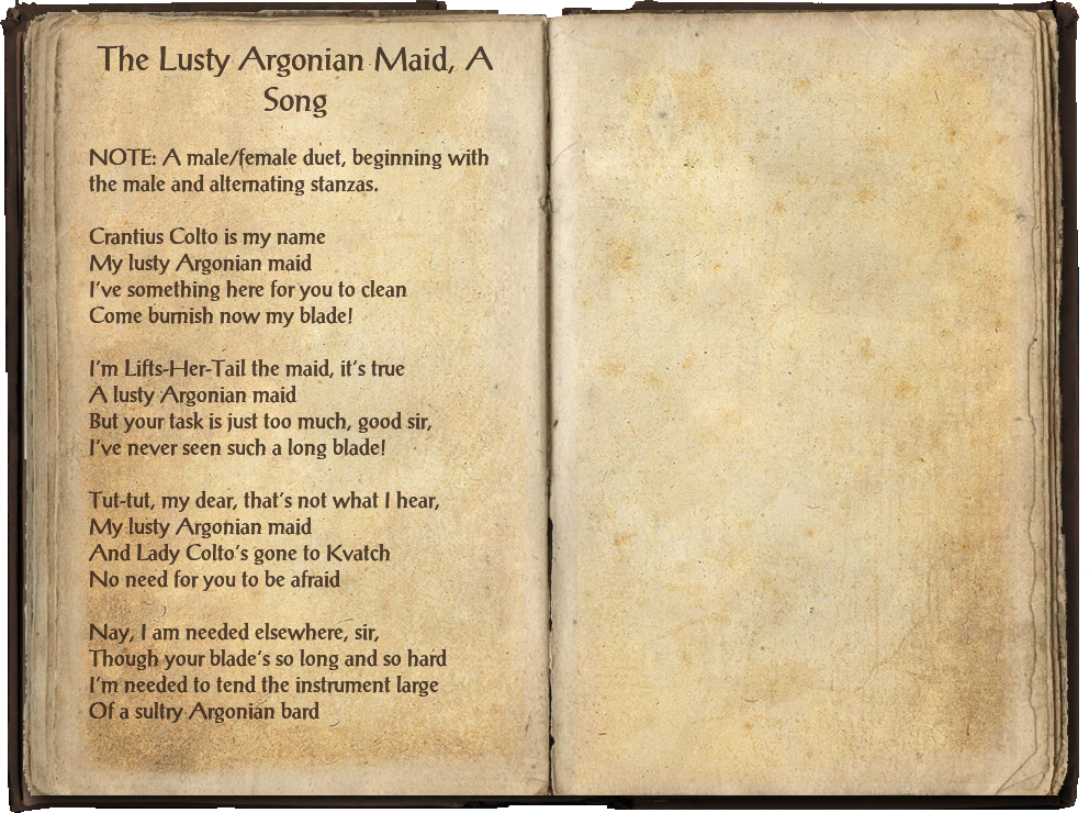 The Lusty Argonian Maid, A Song Elder Scrolls Fandom