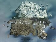 The island of Solstheim from a bird's eye view.