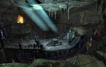 Il relitto di Bandiera Nera, la nave di Torradan ap Dugal nella Baia di Dunbarrow, sotto il Castello di Anvil.