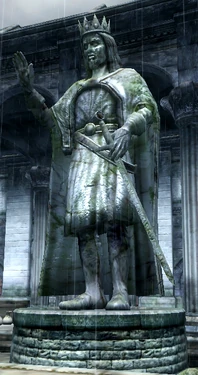 La statua di Pelagius IV nel distretto del mercato della Città Imperiale