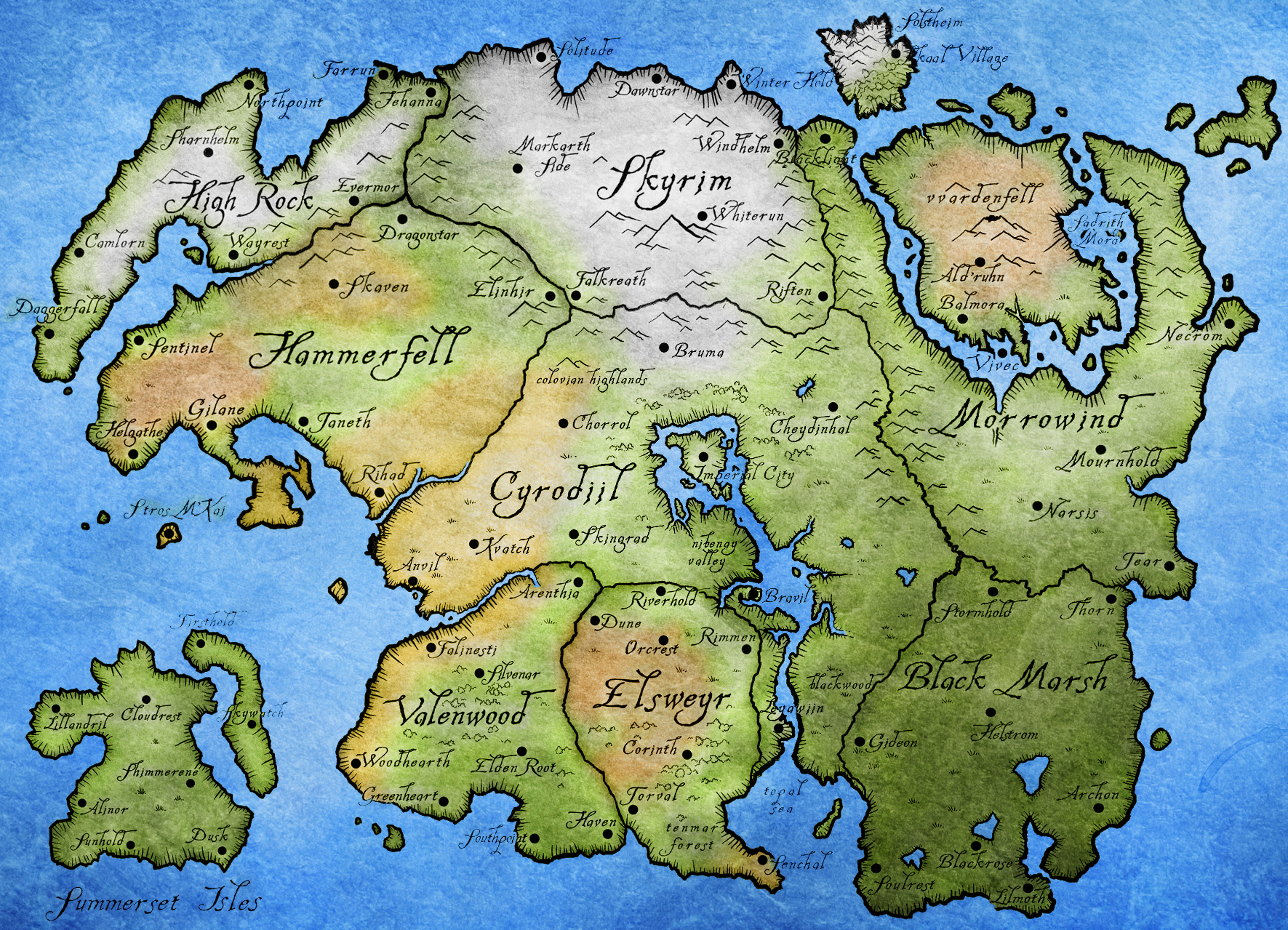 Elder Scrolls Inspired Scrolls 3 Maps of Tamriel