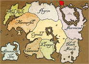 Solstheim marked in red on the map of Tamriel.