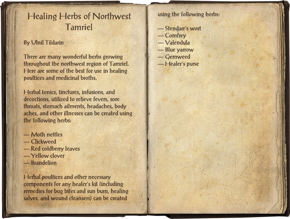 Healing Herbs of Northwest Tamriel | Elder Scrolls | Fandom