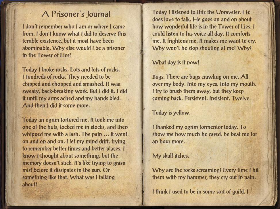 A Prisoner's Journal | Elder Scrolls | Fandom