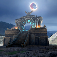 Moons of Elsweyr background depicting Moon Gate.