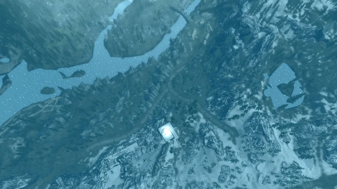 Меридия поднимает Довакина в небеса над свои святилищем