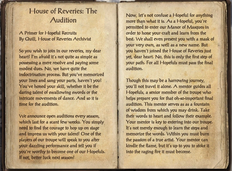House of Reveries The Audition Elder Scrolls Fandom