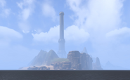 Direnni Tower as seen from the coast of Glenumbra in Online.