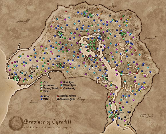 Map Of Cyrodiil With All Locations Locations (Oblivion) | Elder Scrolls | Fandom