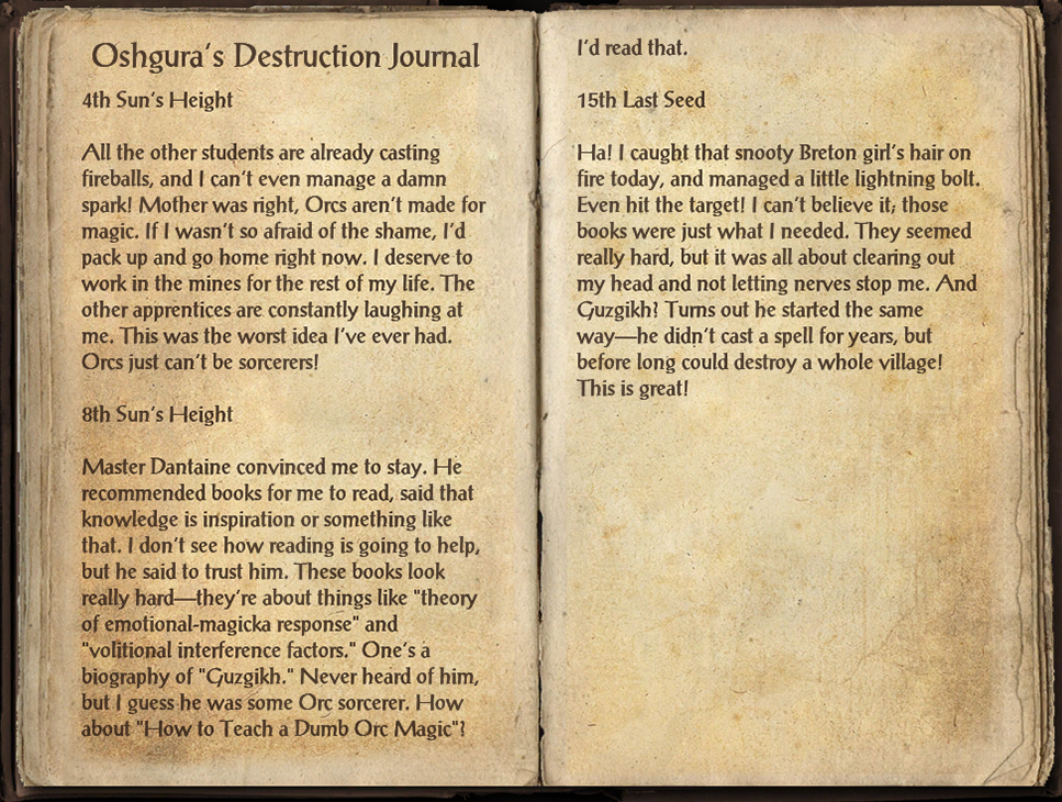 Oshgura's Destruction Journal | Elder Scrolls | Fandom
