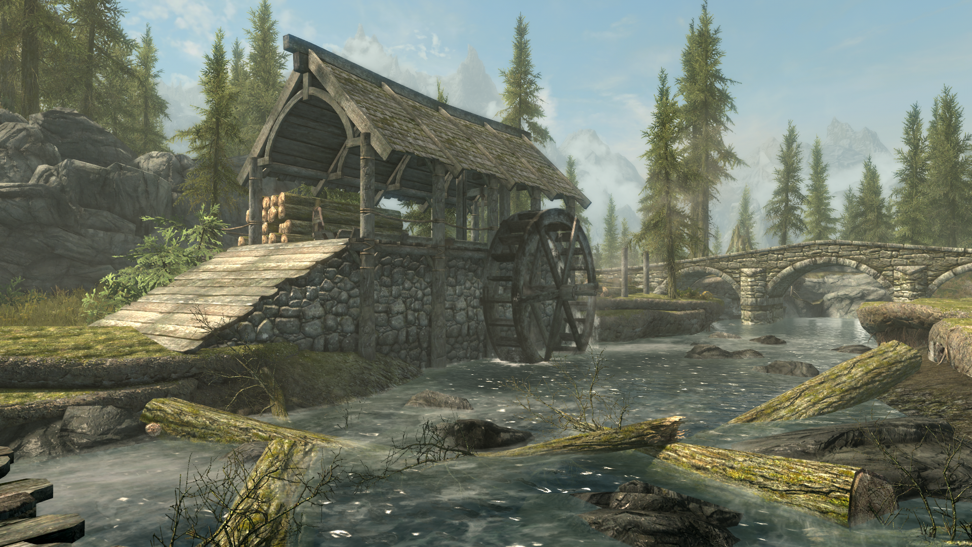 Где находится лесопилка. Half Moon Mill скайрим. Фолкрит полулунная Лесопилка. The Elder Scrolls v: Skyrim - Hearthfire. Полулунная Лесопилка скайрим.